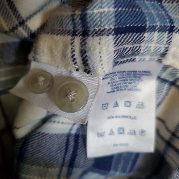 Lands End Men's Flannel Shirt Blue Plaid Traditional Fit Sz XL 17-17.5 - Picture 13 of 15
